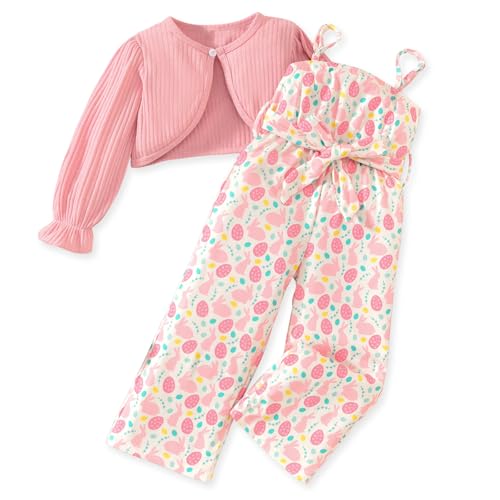 HINTINA Toddler Girl Easter Outfits 3T Long Sleeve Knitted Cardigan 3 Years Sleeveless Bunny...