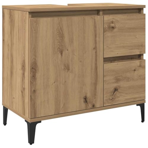 vidaXL Waschbeckenunterschrank Waschtischunterschrank mit Stauraum Unterschrank Metallbeine für Badezimmer Badschrank Badezimmerschrank Artisan-Eiche Holzwerkstoff