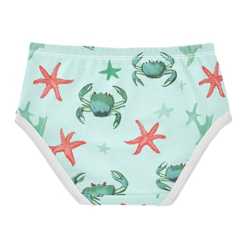 Wusikd Green Crabs Girls' Underwear Cotton Red Starfishs Girls Briefs Soft Toddler Underwear 2T2