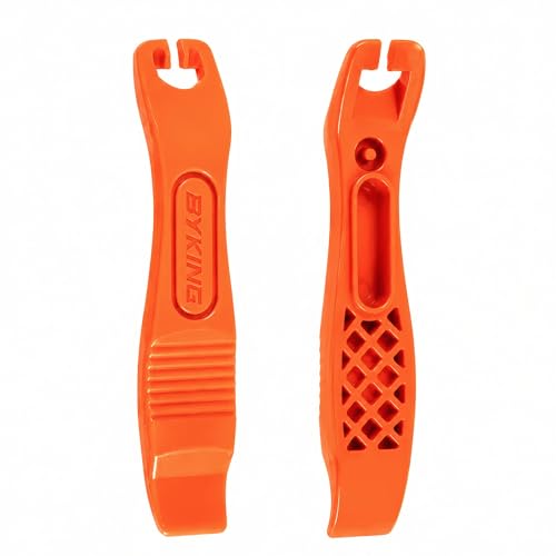 Byking Bicycle Tyre Levers (Set of 2) Strong Lever for Quick Tyre Removal Cycling Tool Gift. (Orange)