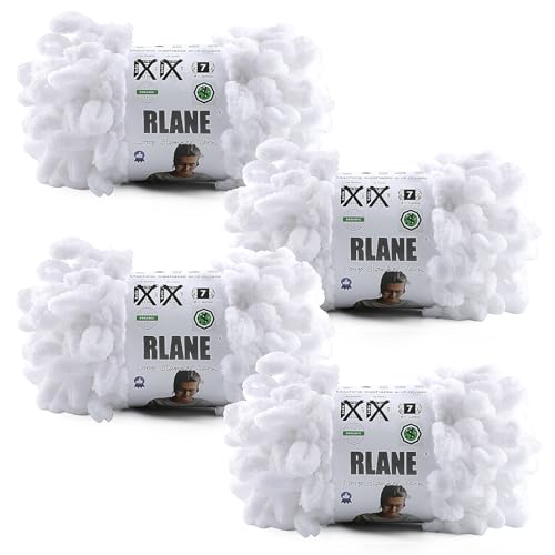 Image of Loop Yarn for Finger Knitting Soft - Chunky Yarn for Hand Knitting - 4 Pack of 180 G /6.4 Oz - #7 Jumbo - 18 Yards - Chenille Blanket Yarn for Crocheting Blankets Amigurumi (4, White)