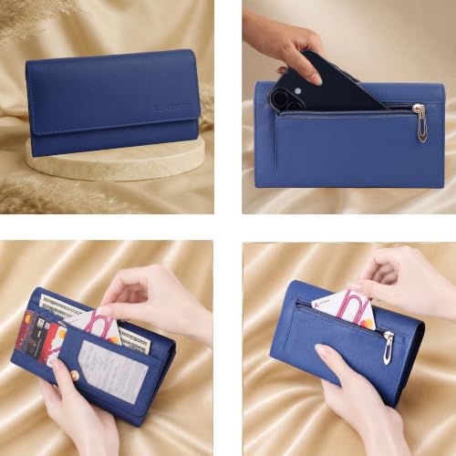 Image of Steve Jhonson Leather Wallet for Women - Mini Hand Purse with Card Holder - Women Stylish Clutch Purse - Cute Mini Ladies Wallet for Daily Use - Fancy Ladies Purse with Slim Design (Blue)