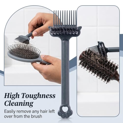 Image of HASTHIP 2 in 1 Comb Cleaner Detangling Hair Brush Cleaning Tool Rake Brush with Hanging Hole Tangled Hair Remover Tool for Hairs Dust Removing, Home and Salon Use
