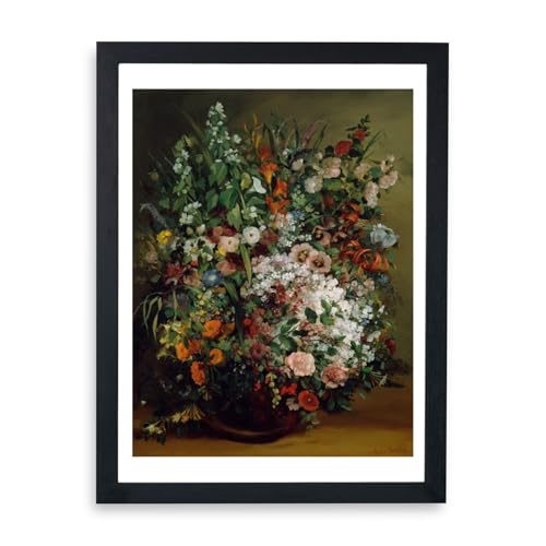 Affiche encadrée Courbet grand format bouquet de fleurs habillage mur vide