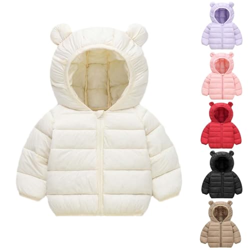 Toddler Girls Cute Bear Ear Hooded Puffer Jacket Lightweight Zip Up Quilted Long Sleeve Padded Down Winter Coat for 1-7 Years2