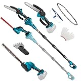 Roadtime 6 in 1 Mini 8 Zoll Kettensäge & Heckenschere Set für Makita 18V Akkus(ohne Akku), Hochentaster Teleskop Heckenschere Astsäge,Heckenschneider Geeignet für Garten, Bäume und Sträucher