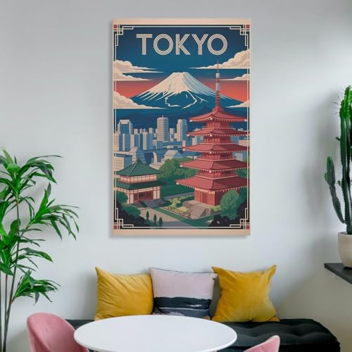 Impression d'art mural Tokyo sur toile 60x90cm pour salon
