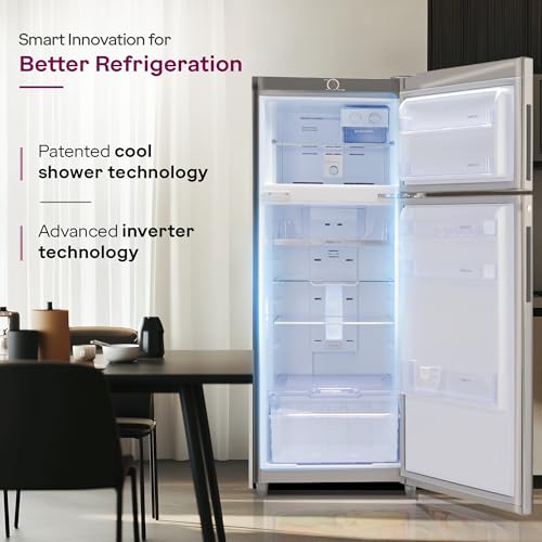 Image of Godrej 223 L 3 Star, with 5 Years Comprehensive Warranty, 6-In-1 Freezer Convertible, 30 Days Farm Freshness, Inverter Double Door Refrigerator (RF EON 244CN RCIF ST RH, Steel Rush)