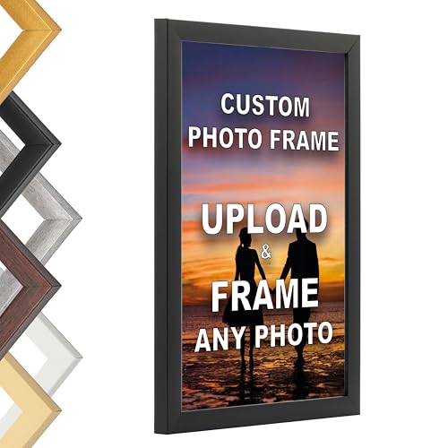 Fardes Custom Picture Frames, Any Size You Want Photo Frame, Personalized Picture Frame, Customize Picture Frame with Photo, Customizable Framed Poster (Black, Custom)