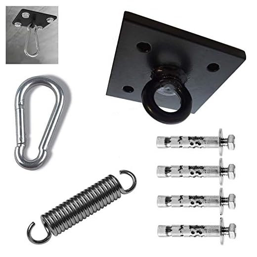 supporto gancio da soffitto per sacco da boxe + moschettone + molla appendisacco + viti