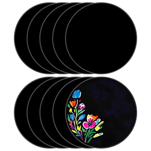 JMNHSOA Lot de 10 plaques acryliques noires de 15 cm - En plastique acrylique - Rondes - Pour décorations de Noël, peinture vinyle, gravure, mariage et bricolage