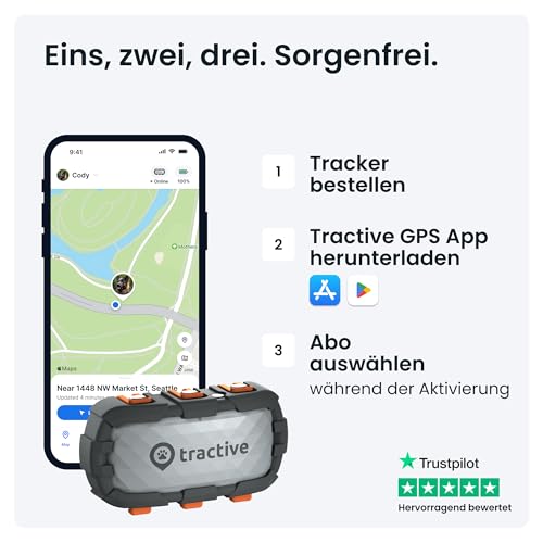 Tractive GPS Tracker Hund - XL Adventure | Bissfestes Glasfasergehäuse | Bis zu 1 Monat Akku | Marktführer | Weltweite Live-Ortung | Weglaufalarm | Aktivitätstracking & Gesundheitswarnungen
