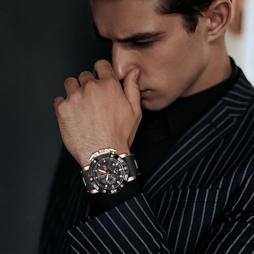 Image of LIGE Unique Mens Wristwatch Fashion Multifunction Chronograph with Calendar Quartz Analog Watch Waterproof Outdoor Sport Watch for Men Casual