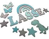 7cm Holzbuchstaben, Türbuchstaben für Kinderzimmer, Taufgeschenk, Geburtsgeschenk, Traumwelten-Zimmermann Deko, personalisierbar, inkl. 2 Sterne und Klebepads