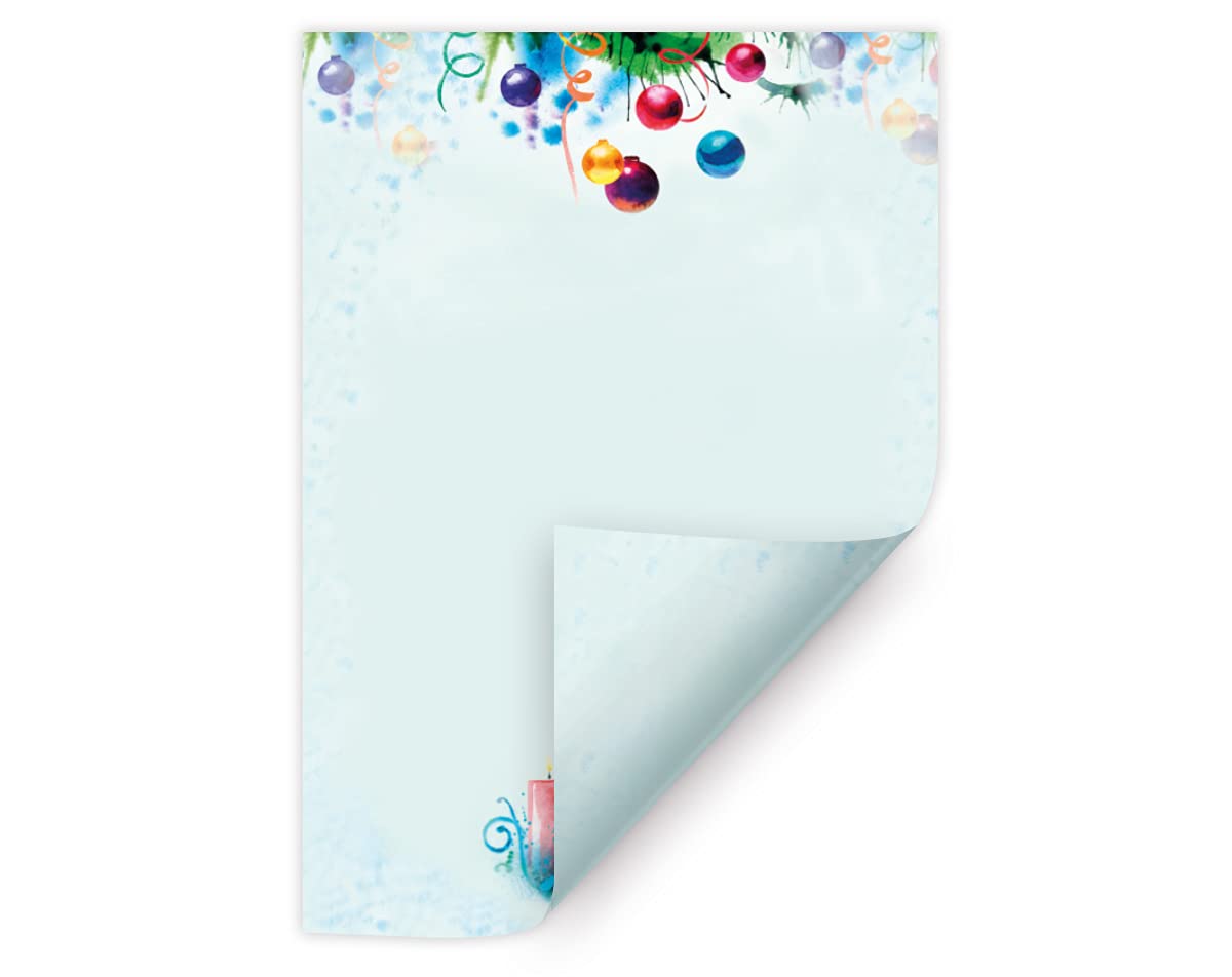 Briefpapier Weihnachten Weihnachtsbriefpapier mit Umschlag Umschlägen mit Fenster Weihnachtspapier A4 für Kunden (250 Blätter + 250 Umschläge)