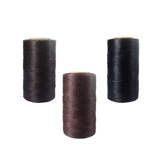 Healifty hilo para cuero encerado 3 piezas 0.8 mm hilo plano encerado para coser, bricolaje productos de cuero encuadernación miniatura 6