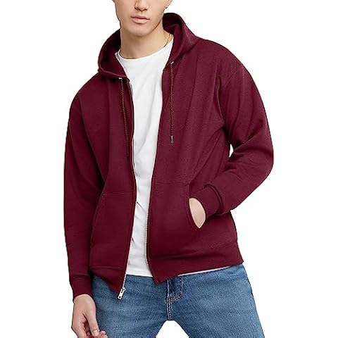 Hanes EcoSmart Fleece Full-Zip Hoodie, Maroon Cover