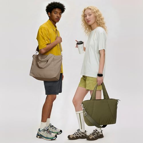 Image of KALIDI Quilted Carryall Tote Bag, Large Puffer Crossbody Women Handbags Shoulder Soft Fluffy Lightweight Travel