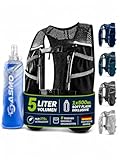 SASMO® Laufweste Damen & Herren 5L | Running Vest - Ultraleicht 270g & atmungsaktiv| Laufrucksack Damen - 8 Taschen | Laufweste Herren | Trinkweste Laufen (schwarz - mit 1x500ml, 5L)