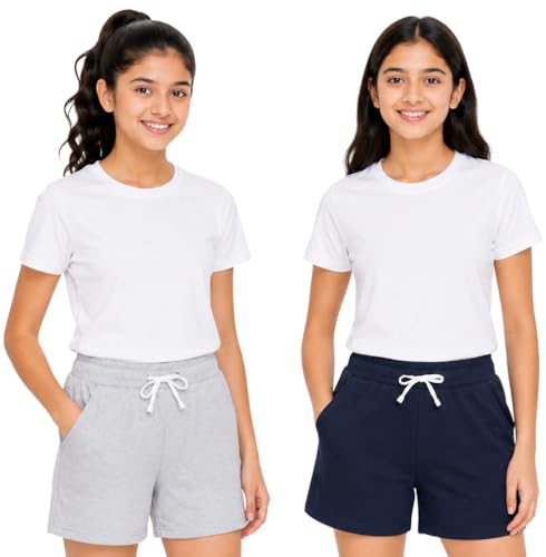 Image of Cloth Theory Premium Cotton Shorts for Girls - Regular Fit Pocket Shorts for Girls Pack of 2