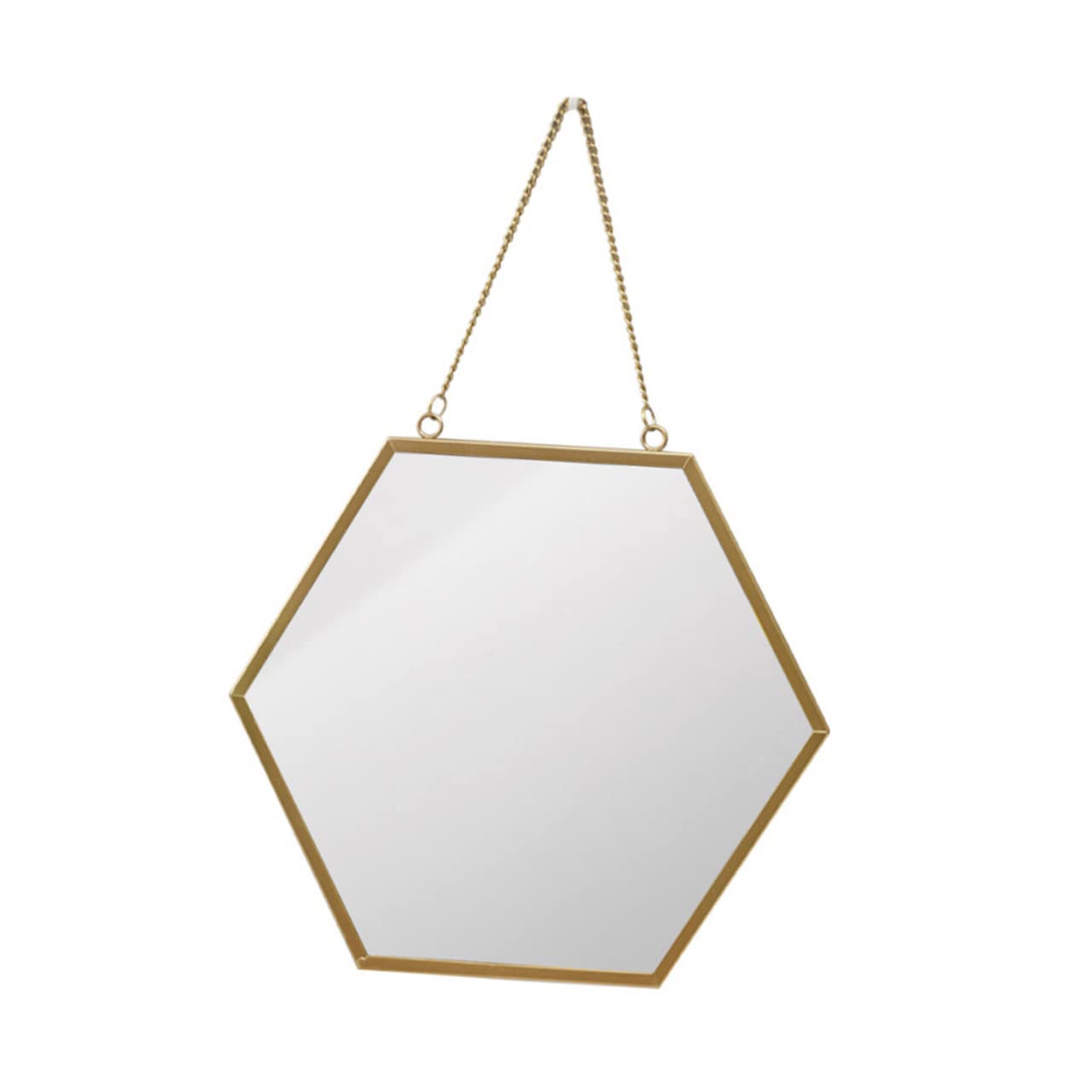 Anneome Specchio Cosmetico da Parete Esagonale, Decorazione Murale in Metallo e Vetro, per Bagno e Toeletta, Stile Decorativo Raffinato