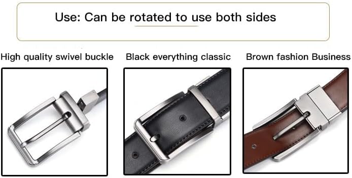 Men's Genuine Leather Reversible Belt Size 36-38 - Black and Brown Dress Belt for Men, Rotatable Buckle, Trim to Fit Custom Size, Casual & Formal Accessory by THS - Image 8