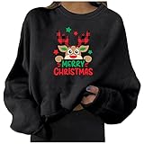 Top Damen Rutsche Tops Baumwolle Lange Ärmel mit Rüschen Raglan Boyfriend Gemütlic Sweater Maedchen Heiligabend Modische Clubkleidung Tiefer Ausschnitt Schwarz