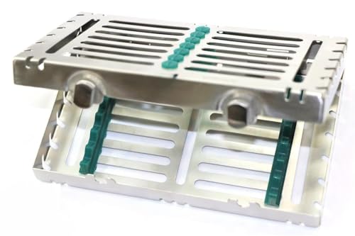 GERMAN DENTAL AUTOCLAVE STERILIZATION CASSETTES RACKS BOX for 7 INSTRUMENTS GREEN CYNAMED