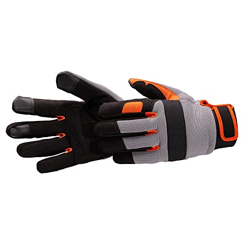 HARDY WORKING TOOLS Schutzhandschuhe, Forsthandschuhe, thermoplastisches Gummi, Lederhandschuhe mit amortisierendem Schaum, Damen, Herren, Gr. 9 (L), Arbeitshandschuhe, Serie 55, A1511-550010 Cover