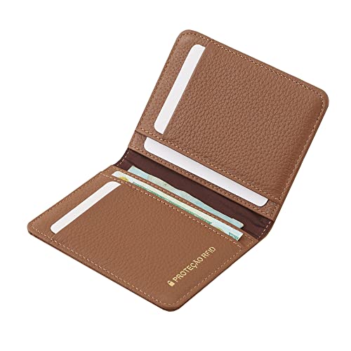 Carteira Masculina de Couro Bovino Legítimo com Proteção Antifurto RFID Couro50 661 (Caramelo)