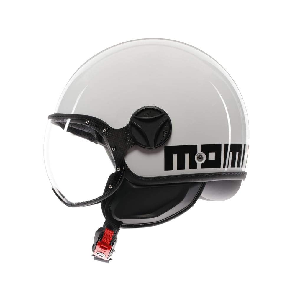 MOMO Design - FGTR CLASSIC E2206, Casco Moto Jet, Casco Jet Homologado ECE, Casco Jet Abierto Scooter, Hombre y Mujer, Ligero con Visera, Blanco Negro, M