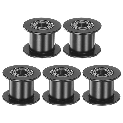 HARFINGTON 5pcs 2GT Idler Pulley 5mm Bore 18mm Dia. Aluminum Timing Belt Toothless for 11mm Width Belt 3D Printer CNC Ma