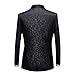 Mens 2 Piece Floral Jacquard Dress Suit Set 1 Button Print Dinner Jacket Pants Black