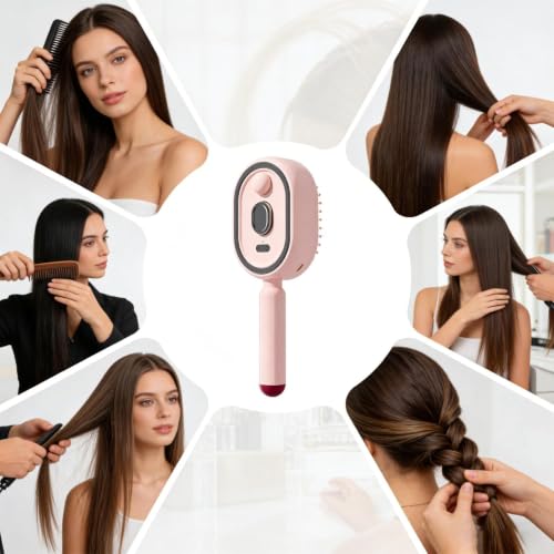 Cepillo antiencrespamiento portátil para reparar cabello seco con vaporizador led 4