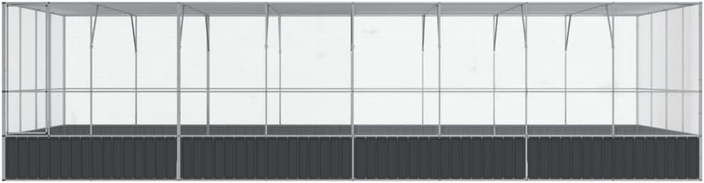 vidaXL Aviary with Extension, Outdoor Bird Aviary, Lockable Large Parrot Cage, Bird House, Budgie Cage for Rabbit Duck Chicken, Silver 327.6"x163"x83.5" Steel
