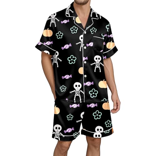 Pijama de hombre de Halloween con botones ropa de dormir transpirable 5