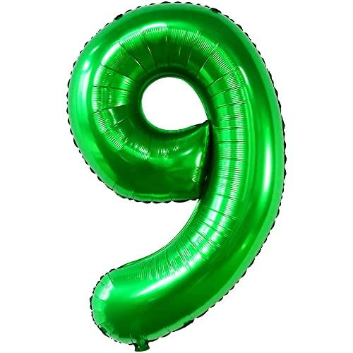 Image of KatchOn Dark Green Number 9 Balloon 40 Inch, Foil 9 Birthday Balloon | 9th Birthday Decorations, 9th Anniversary Decoration, Green Party Decoration