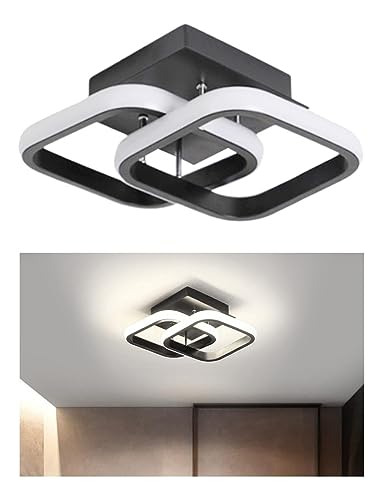 Luminária Lustre De Teto Led Quadrado Bivolt Banheiro Escritório Quarto Preta Luz Quente e Fria 3 mo