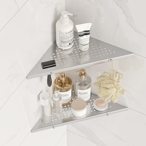 Qeke 10" Bathroom Corner Shelf, 2 Pack Recessed Shower Shelf