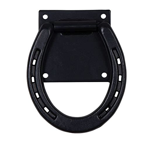EASY-UP Horseshoe Cross Tie Ring | Ideal for Horse Stables | Stylish & Functional | Secure Mounting | Durable Black Powder Coated Finish | 5-Year Warranty