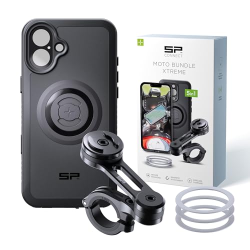 SP CONNECT Moto Bundle Xtreme | SPC+ | Compatible con iPhone 16 Plus | Soporte de teléfono móvil para moto moto moto ciclomotor | Soporte para gadget para navegador