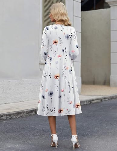 Image of HOTOUCH Women's 3 /4 Sleeve A-line and Flare Midi Long Dress