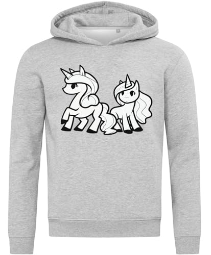 Sweat licorne gothique poney d'art gris, hoodie coton mélangé à capuche original