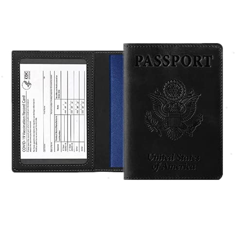 Passport Wallets Passport Covers, labato Upgraded Ultra Slim Design Passport Holder and Vaccine Card Holder Combo PU Leather Wallet Passport Purse for Women Men (Black)