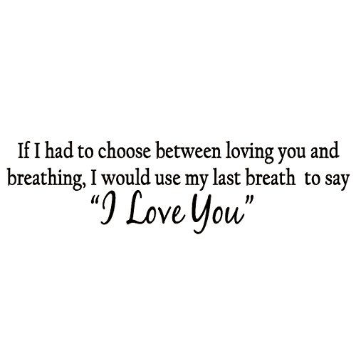 VWAQ If I Had to Choose Between Loving You and Breathing, I Would Use My Last Breath to Say I Love You Vinyl Decal Wall Art Saying