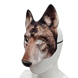 Máscara De Cabeza De Lobo - Cubierta De Cara De Animal Realista - Diseño De Tela EVA Transpirable | Accesorio De Cosplay De Halloween Para Adultos Que Buscan Disfraces Novedosos De Disfraces De Mardi