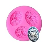 Longzang Flower Fondant Silicone Sugar Craft Mold, 3.9cm, Pink