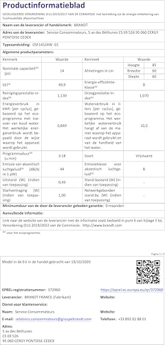 BRANDT Lave vaisselle 60 cm DSF14524W