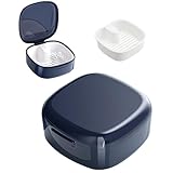 Zahnprothese Box Zahnspangendose Gebissdose Prothese Box Zahnprothesenbox mit Sieb Retainer Container Aufbewahrungsbox Protesenbehälter Zahnschiene Box (blau)