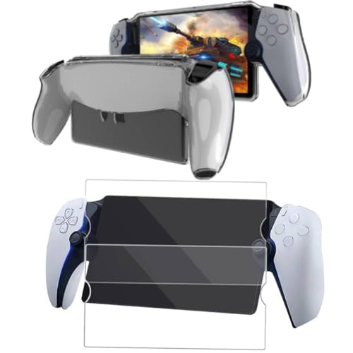AZURAOKEY - AZURAOKEY Compatible avec les accessoires PS Portal, lot 3 en 1 coque de protection transparente en TPU et film trempé de 0,33 mm, protecteur d'écran ultra transparent, lavable, anti-traces de doigts